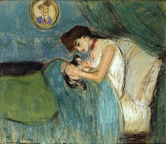带猫的女人 Woman with Cat (1900)，巴勃罗·毕加索