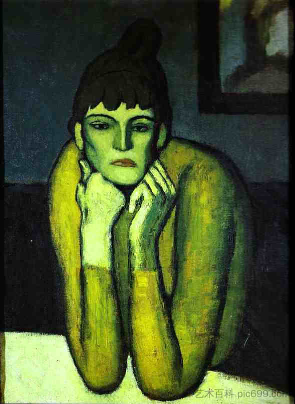 女人与奇尼翁 Woman with chignon (1901),巴勃罗·毕加索