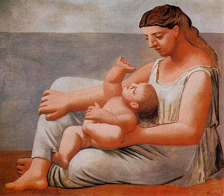 Woman with child on the seashore Woman with child on the seashore (1921)，巴勃罗·毕加索