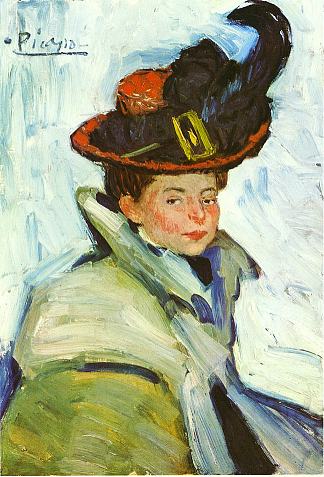 戴帽子的女人 Woman with hat (1901)，巴勃罗·毕加索