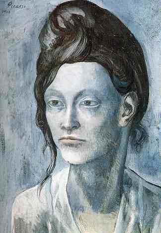 头发梳成小发髻的女人 Woman with her ​​hair in a small bun (1904)，巴勃罗·毕加索