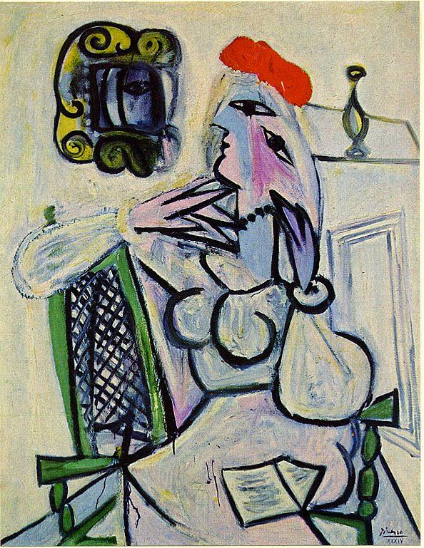 戴红帽子的女人 Woman with red hat (1934)，巴勃罗·毕加索