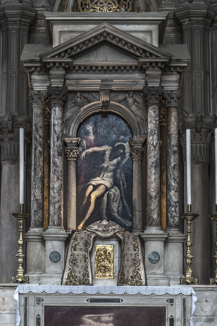 高高的祭坛和死去的基督 Altar maggiore e Cristo morto (1605)，Palma il Giovane