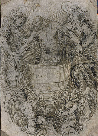 基督站在天使支持的圣杯中 Christ Standing in a Chalice Supported by Angels，Palma il Giovane