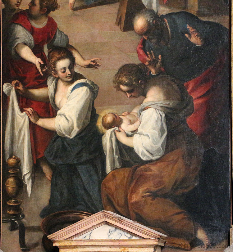 玛利亚诞生（局部） Natività Di Maria (detail) (1603)，Palma il Giovane