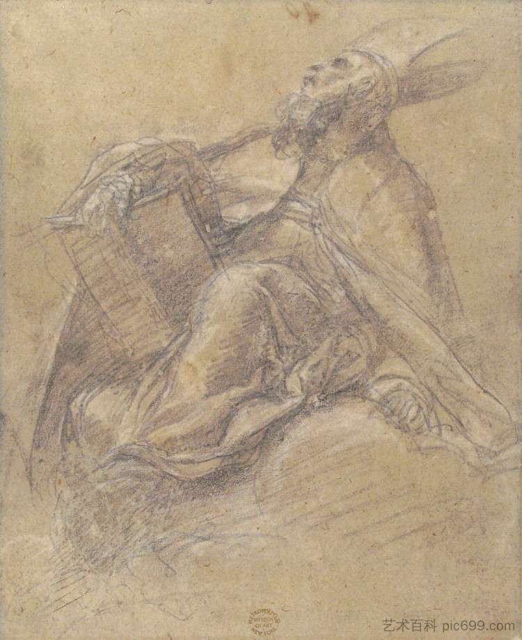 坐着的主教拿着一本书 Seated Bishop Holding a Book,Palma il Giovane