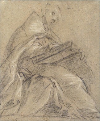 坐着的教会博士阅读（圣安布罗斯或圣格雷戈里） Seated Doctor of the Church Reading (saint Ambrose Or Saint Gregory)，Palma il Giovane