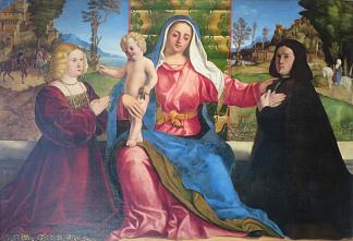 麦当娜和孩子与捐赠者 Madonna and Child with Donors，老棕榈