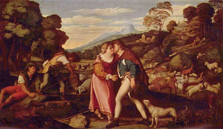 雅各布和瑞秋 Jacob and Rachel (c.1520 - c.1525; Italy  )，老棕榈