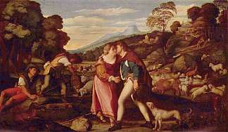 雅各布和瑞秋 Jacob and Rachel (c.1520 – c.1525; Italy                     )，老棕榈