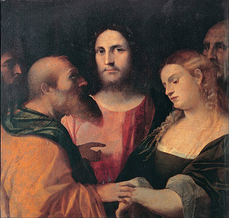 基督和 Christ and the adulteress (c.1525 – c.1528; Italy                     )，老棕榈