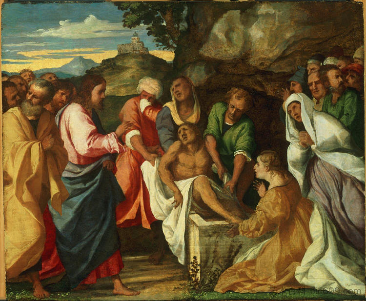 拉撒路的复活 The Raising of Lazarus (1514)，老棕榈