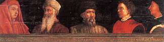 乔托、乌切洛、多纳泰罗、马内蒂和布鲁诺的肖像 Portraits of Giotto, Uccello, Donatello, Manetti and Bruno (c.1450)，保罗·乌切洛