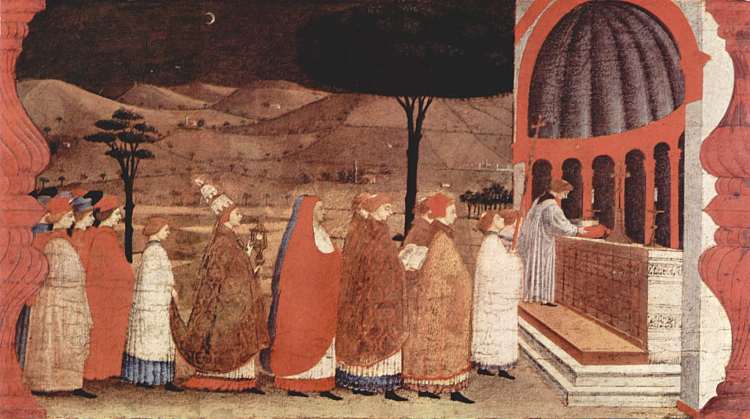 在教堂里重新按立的游行 Procession of re-ordained in a church (1465 - 1469)，保罗·乌切洛