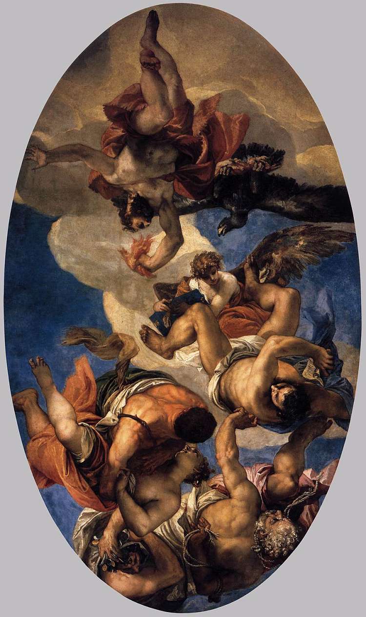 木星向虎钳投掷霹雳 Jupiter Hurling Thunderbolts at the Vices (1554 - 1556)，保罗·委罗内塞