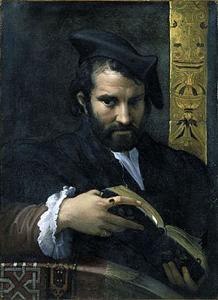 一个拿着书的男人的肖像 Portrait of a Man with a Book (1524)，帕米贾尼诺