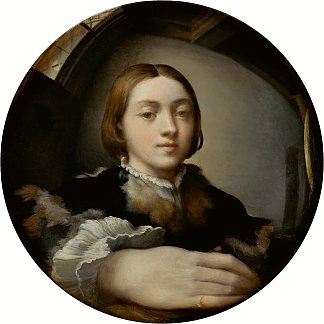 凸镜中的自画像 Self-portrait in a Convex Mirror (c.1524)，帕米贾尼诺