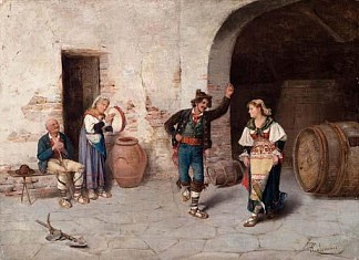 乔西亚拉“萨尔塔雷洛”舞蹈 Ciociara ”Saltarello” dance (1878)，帕斯夸莱·塞洛米