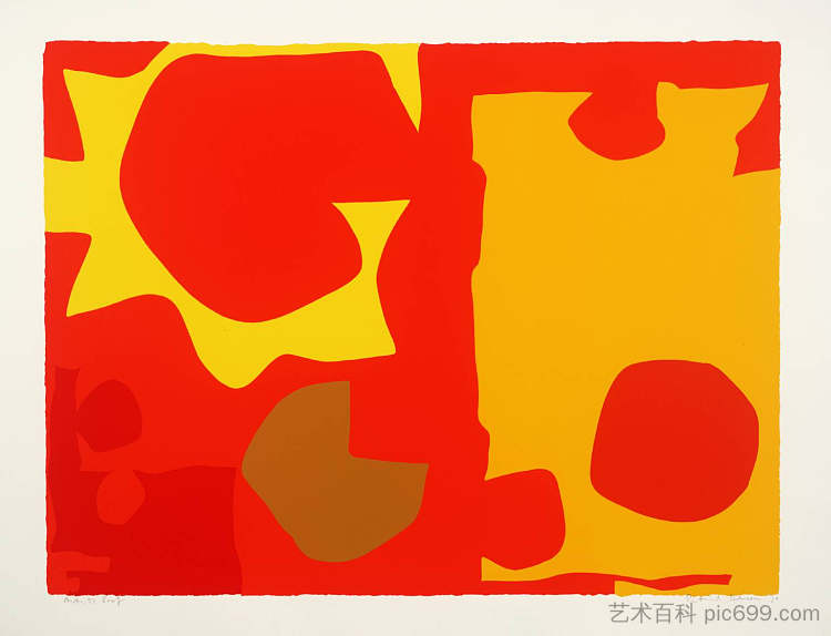 浅橙色六，黄色红色 Six in Light Orange with Red in Yellow (1970)，帕特里克·赫伦