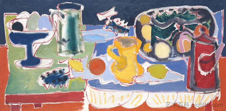 水果长桌 The Long Table with Fruit (1949)，帕特里克·赫伦