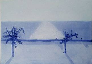 孟买的后湾，来自“印度，母亲”套房的 7 种水彩 Back Bay in Bombay from the ‘India, Mother’ suite of 7 aquatints (1970)，帕特里克·普罗克托