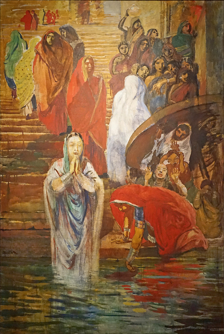 在贝拿勒斯的一个楼梯上 Sur un des escaliers de Bénarès (1912),保罗-阿尔伯特·贝斯纳德
