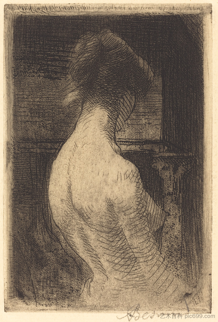 一个女人的背影 Back of a Woman (1889)，保罗-阿尔伯特·贝斯纳德
