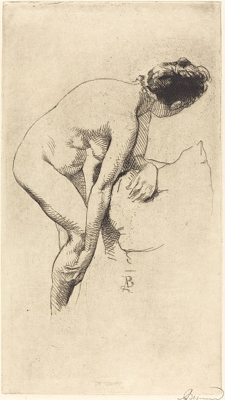 裸体抱着她的腿 Nude Holding Her Leg (1886)，保罗-阿尔伯特·贝斯纳德