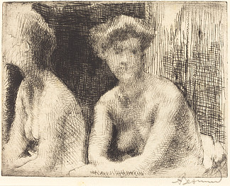 镜子旁的裸体女人 Nude Woman by a Looking Glass (1889)，保罗-阿尔伯特·贝斯纳德