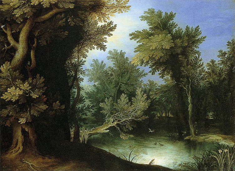 有沼泽的景观 Landscape with a Marsh (1595)，保罗·布利尔