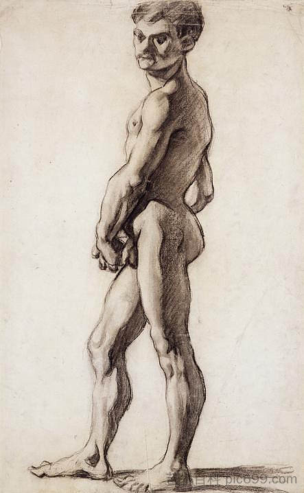 男性裸体 A male nude (1863)，保罗·塞尚