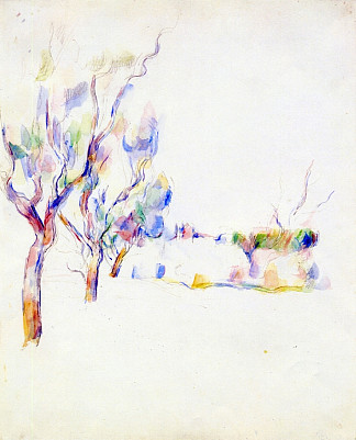 普罗旺斯的杏仁树 Almond Trees in Provence (1900)，保罗·塞尚