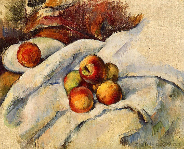 纸上的苹果 Apples on a Sheet (c.1900)，保罗·塞尚