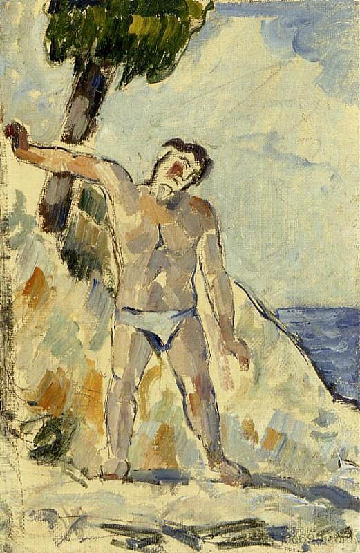 张开双臂的沐浴者 Bather with Arms Spread (1876)，保罗·塞尚