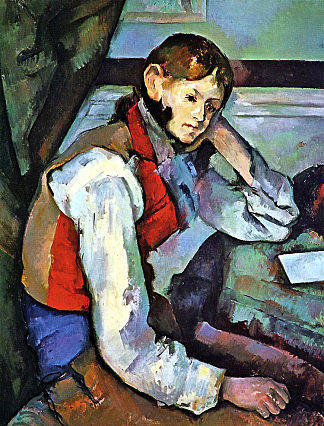 穿红色背心的男孩 Boy in a Red Vest (1889)，保罗·塞尚