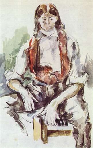 穿红色背心的男孩 Boy in a Red Vest (1890)，保罗·塞尚