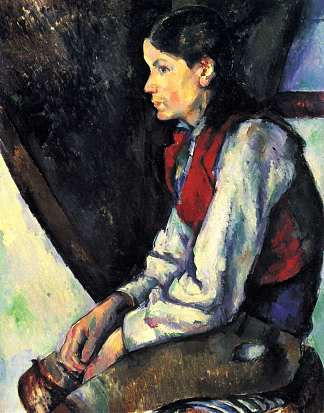 穿红色背心的男孩 Boy in a Red Vest (1890)，保罗·塞尚