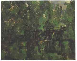 池塘上的桥 Bridge over the pond (1889)，保罗·塞尚