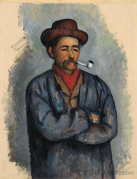 拿着烟斗的男人（为纸牌玩家学习） Man with a Pipe (Study for The Card Players) (1890 - 1892)，保罗·塞尚