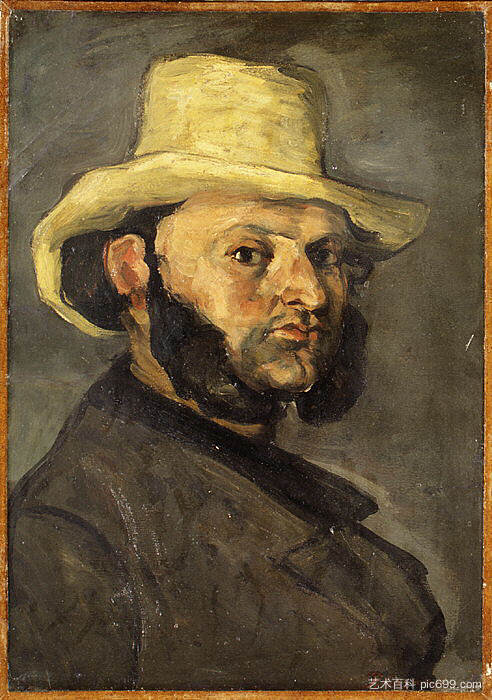 戴草帽的古斯塔夫·博耶 Gustave Boyer in a Straw Hat (c.1871)，保罗·塞尚