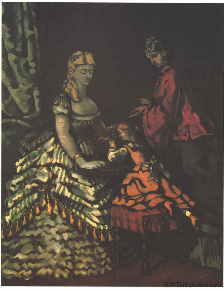内部有两个女人和一个孩子 Interior with Two Women and a Child (1861),保罗·塞尚