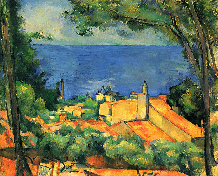 带有红色屋顶的埃斯塔克 L'Estaque with Red Roofs (1885),保罗·塞尚
