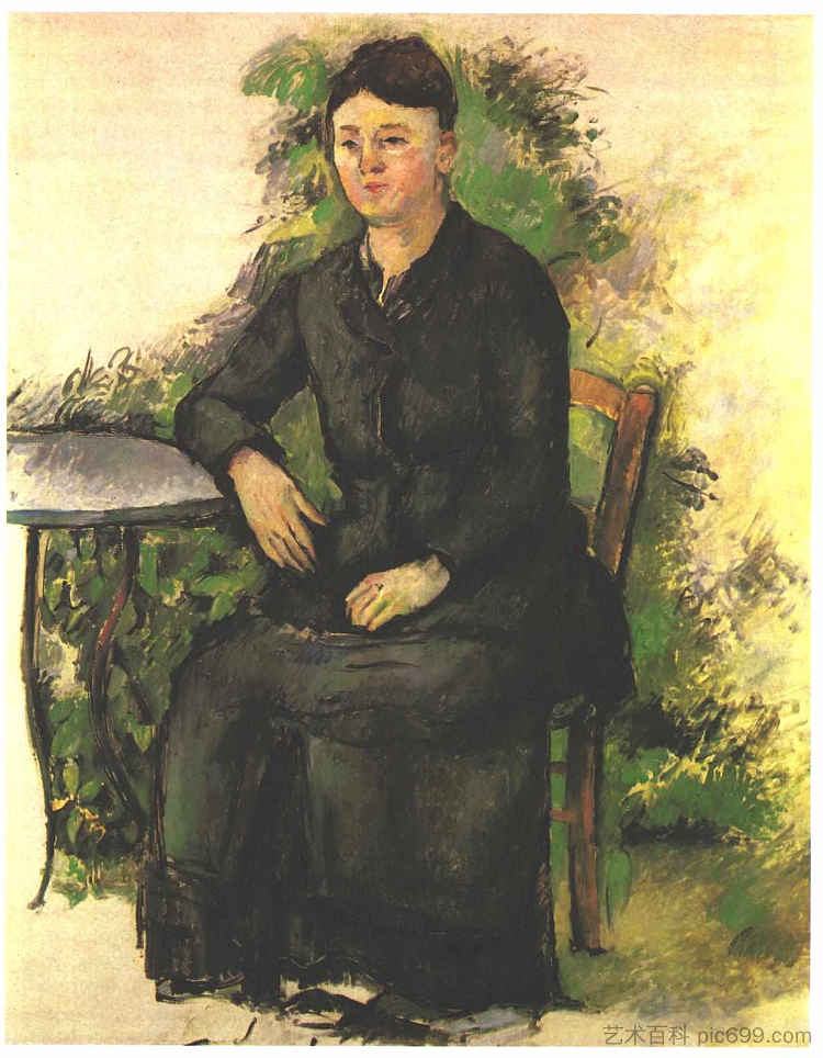 塞尚夫人在花园里 Madame Cezanne in the garden (c.1879 - c.1882),保罗·塞尚