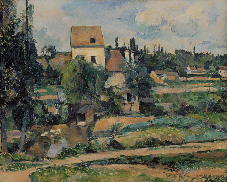 蓬图瓦兹的红磨坊 Moulin de la Couleuvre at Pontoise (1881),保罗·塞尚