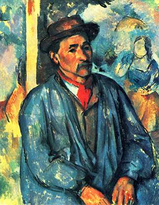 穿着蓝色工作服的农民 Peasant in a Blue Smock (c.1897)，保罗·塞尚