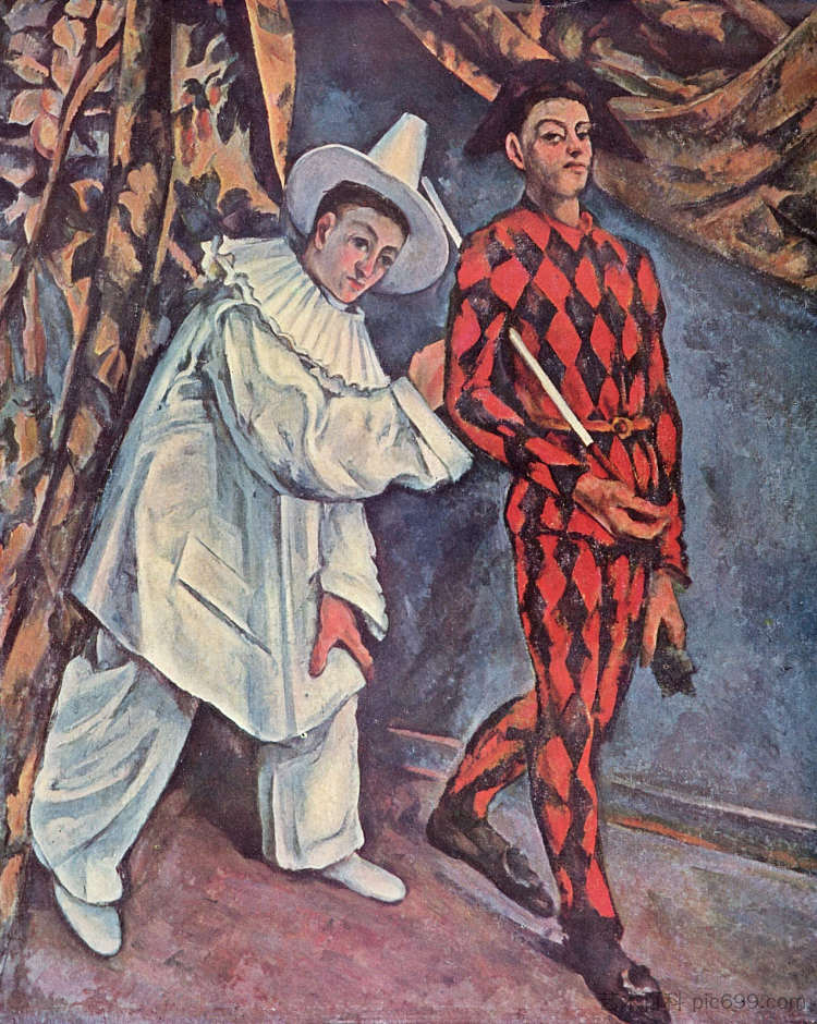 皮埃罗和丑角(狂欢节) Pierrot and Harlequin (Mardi Gras) (1888),保罗·塞尚