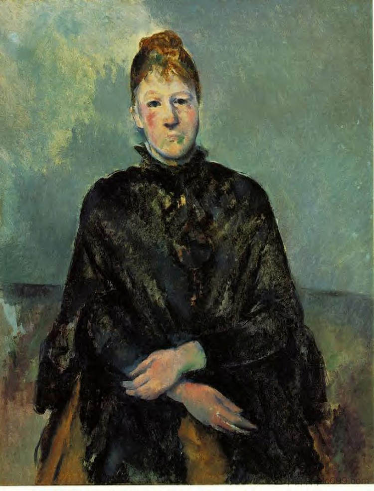 塞尚夫人的肖像 Portrait of Madame Cezanne (c.1887),保罗·塞尚