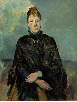 塞尚夫人的肖像 Portrait of Madame Cezanne (c.1887)，保罗·塞尚