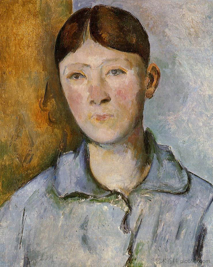 塞尚夫人的肖像 Portrait of Madame Cezanne (c.1890),保罗·塞尚