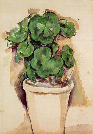 一盆天竺葵 Pot of Geraniums (c.1885)，保罗·塞尚